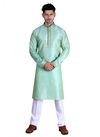 Sky Blue Pure Art Silk Embroidery Work Casual Wear Kurta Pajama 2009